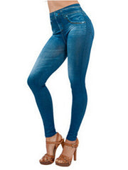 Load image into Gallery viewer, Slim Faux Denim Jeans Leggings W/ Pockets
