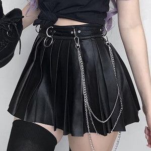 Faux Leather Pleated Skirts