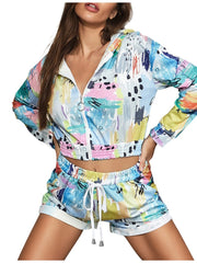 Load image into Gallery viewer, Two-Piece Tie Dye Zippered Hoodie and Short Set
