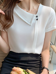 Load image into Gallery viewer, Asymmetrical Collar  Blouse
