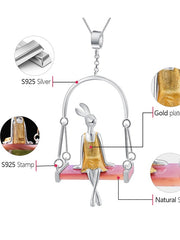 Load image into Gallery viewer, 925 Sterling Silver Natural Sea Shell Handmade Miss Rabbit Pendant 
