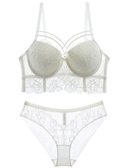 Load image into Gallery viewer, Floral Lace Bra &amp; Sheer Lace Panties Set
