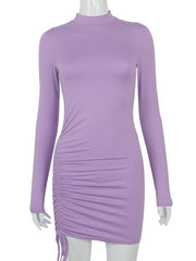 Load image into Gallery viewer, Long Sleeve Drawstring Mini Dress 
