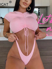 Load image into Gallery viewer, Front Drawstring Crop-Top
