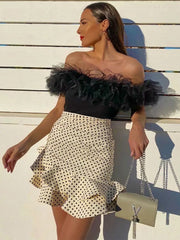 Load image into Gallery viewer, Polka dot High-waisted Skirt
