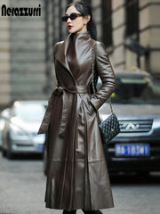 Load image into Gallery viewer, Long Sleeve Faux Leather Coat
