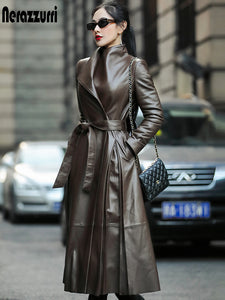 Long Sleeve Faux Leather Coat