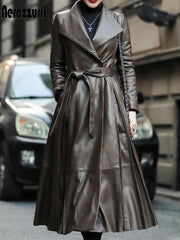 Load image into Gallery viewer, Long Sleeve Faux Leather Coat
