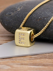Load image into Gallery viewer, Cube Letter Pendant Necklace
