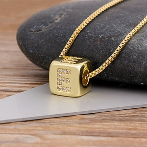 Cube Letter Pendant Necklace