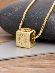 Load image into Gallery viewer, Cube Letter Pendant Necklace
