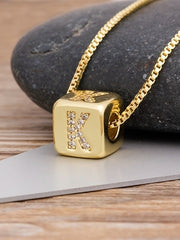 Load image into Gallery viewer, Cube Letter Pendant Necklace
