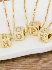 Load image into Gallery viewer, Cube Letter Pendant Necklace
