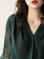 Load image into Gallery viewer, Sheer Long Sleeve Blouse
