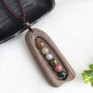 Hood/Natural Stone Pendant Necklace