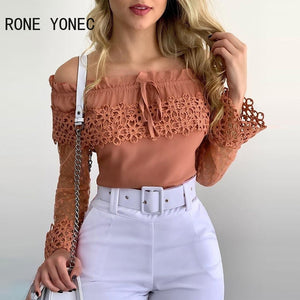 Ruffled Lace Off Shoulder Top