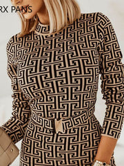 Load image into Gallery viewer, Long Sleeve Dress With Belt
