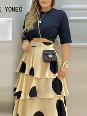 Load image into Gallery viewer, Two-Piece Crop Top and Ruffled Skirt Set
