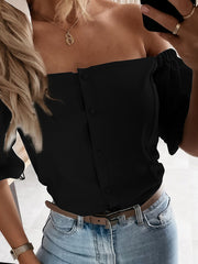 Load image into Gallery viewer, Off-Shoulder Single-breasted Top
