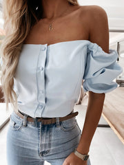 Load image into Gallery viewer, Off-Shoulder Single-breasted Top
