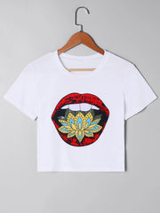 Load image into Gallery viewer, Lotus Mouth Cropped T-Shirt

