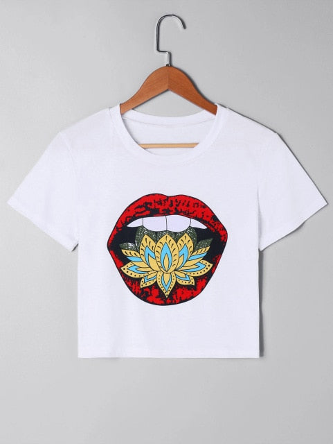 Lotus Mouth Cropped T-Shirt