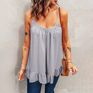 Ruffled Spaghetti Strap Tank