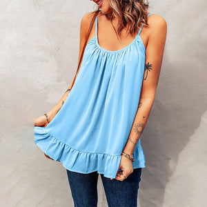 Ruffled Spaghetti Strap Tank