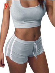 Load image into Gallery viewer, Crop Tank Top and Striped Shorts Set
