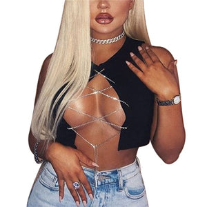 Chain Lace-Up Front Crop Top.