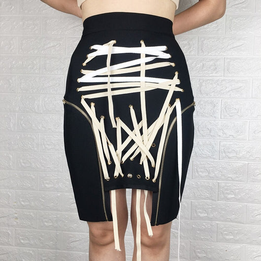 Laced Patchwork Skirt