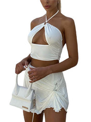 Load image into Gallery viewer, Halter Crop Top and Mini Skirts
