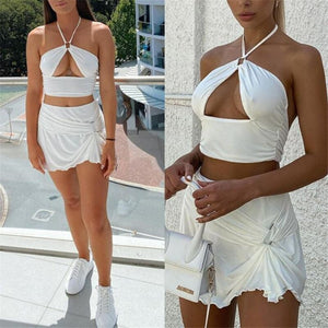 Halter Crop Top and Mini Skirts
