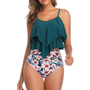 Floral Print U Neck Tankini Set