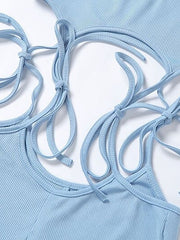 Load image into Gallery viewer, Four Point Lace Ties Bodycon Bodysuit
