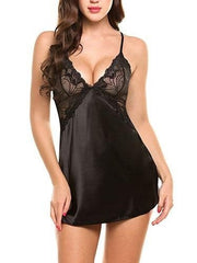 Load image into Gallery viewer, Satin Nightgown Lace Lingerie Set
