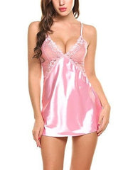 Load image into Gallery viewer, Satin Nightgown Lace Lingerie Set
