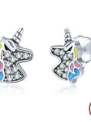 Load image into Gallery viewer, Sterling Silver Unicorn Stud Earrings
