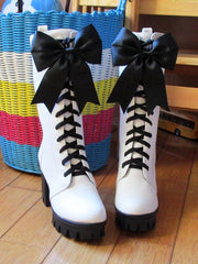 Load image into Gallery viewer, Lace-Up Chunky Heel Boots
