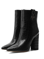 Load image into Gallery viewer, Faux Leather High Heel Ankle Boots
