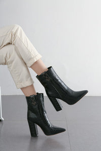 Faux Leather High Heel Ankle Boots