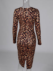 Load image into Gallery viewer, Leopard Print Long Sleeve Dress
