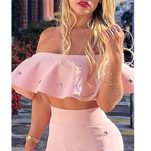Ruffled Off-Shoulder Two Piece Set