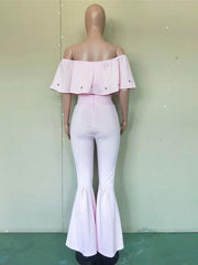 Load image into Gallery viewer, Ruffled Off-Shoulder Two Piece Set
