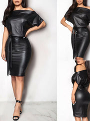 Load image into Gallery viewer, Faux Leather Dress
