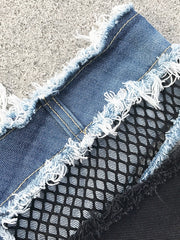 Load image into Gallery viewer, Denim Mesh Micro Shorts
