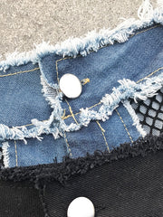 Load image into Gallery viewer, Denim Mesh Micro Shorts
