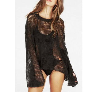 Long-Sleeve Loose Knitted Top