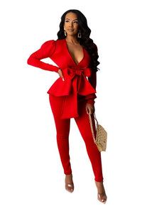 Women's Pants Suit w/ Bow