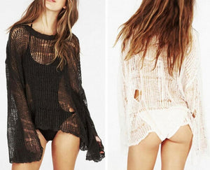 Long-Sleeve Loose Knitted Top